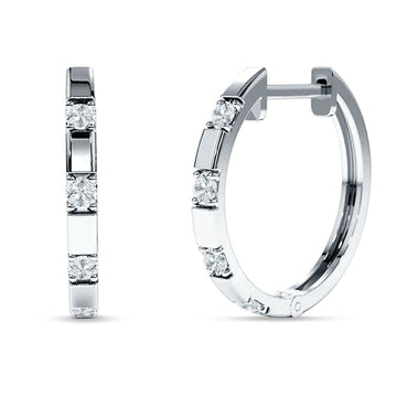 Round Cubic Zirconia Frosty Huggie Hoop Earring 925 Sterling Silver Wholesale